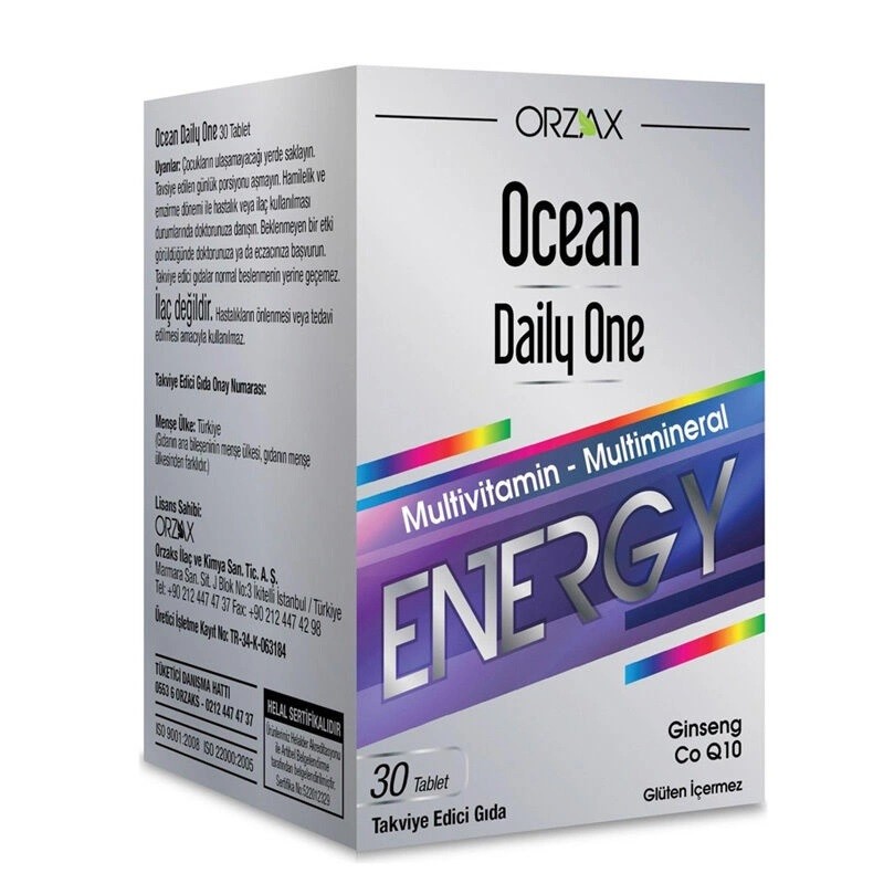 Orzax Ocean Daily One Energy Ginseng Multivitamin ve Multimineral 30 Tablet