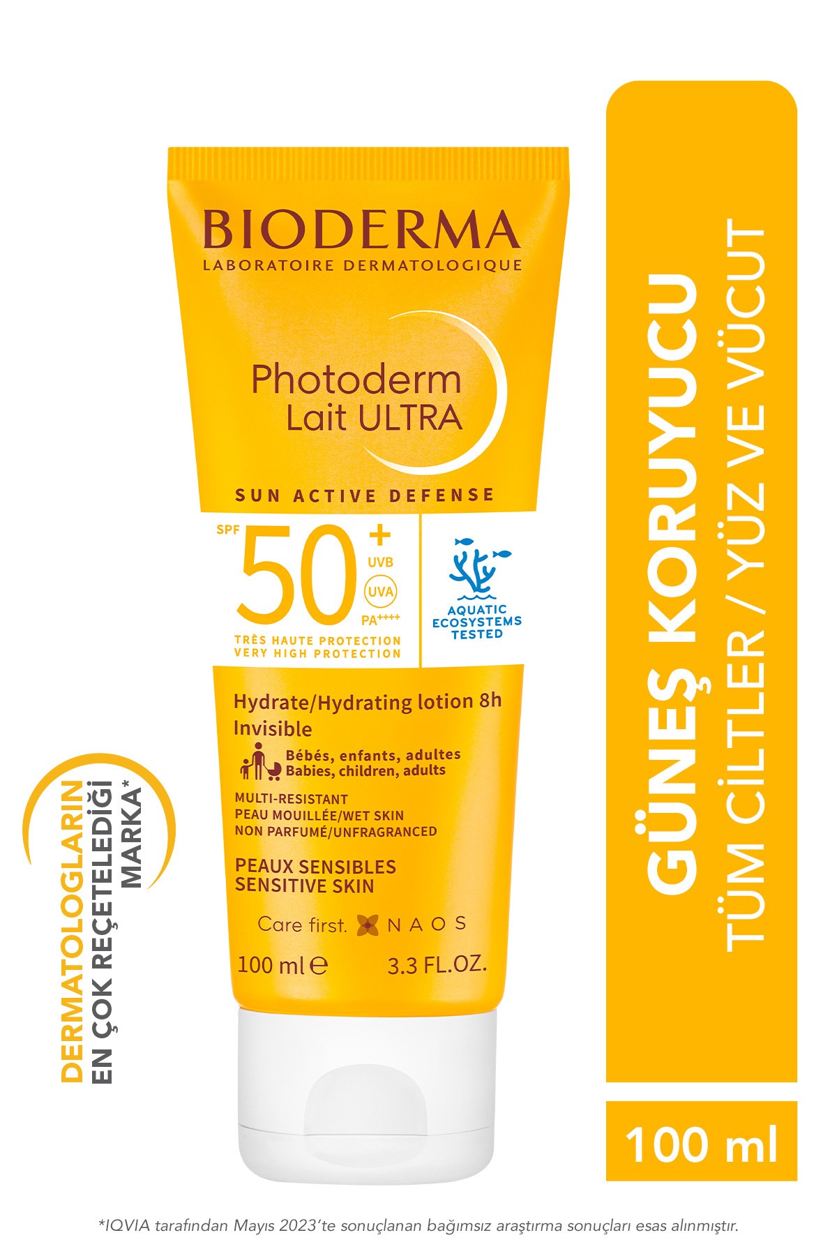 BIODERMA Photoderm Lait Ultra Spf 50+ Tüm Ciltler için Yüksek Koruma Süt Formda Yüz, Vücut Güneş Kremi 100 ml