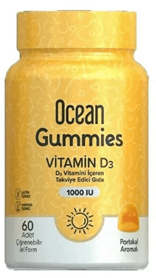 Orzax Ocean Gummies Vitamin D3 1000 IU D3 Vitamini İçeren Takviye Edici Gıda 60 Adet