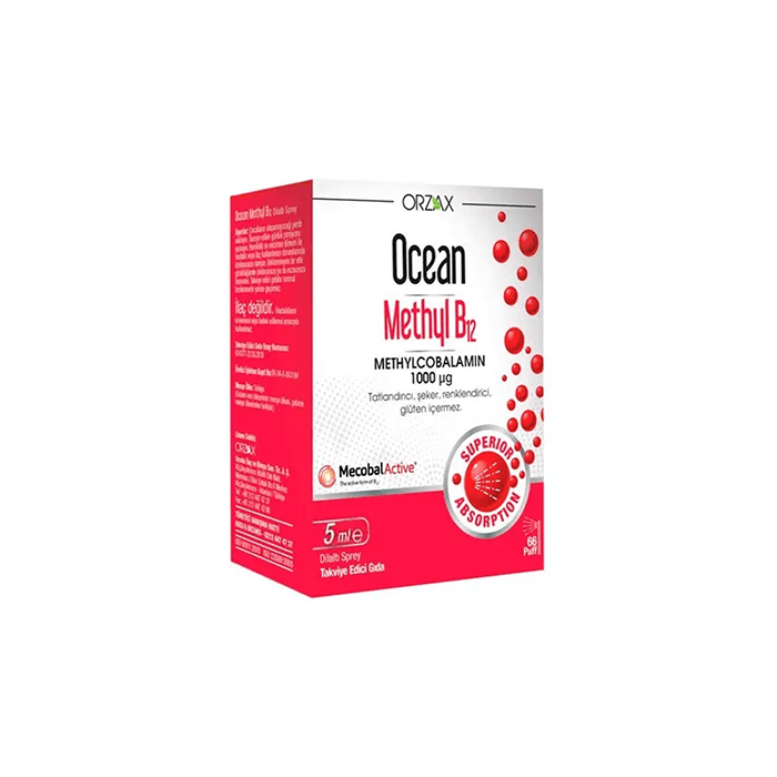 Orzax Ocean Methyl B12 1000 Mcg Methylcobalamin Takviye Edici Gıda 5 ML