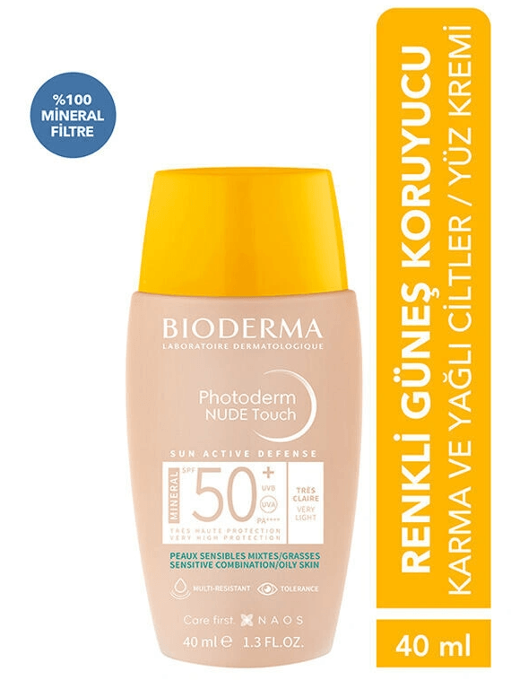 BIODERMA Photoderm Nude Touch Mineral Very Light Spf 50+ Renkli Güneş Kremi 40 ml