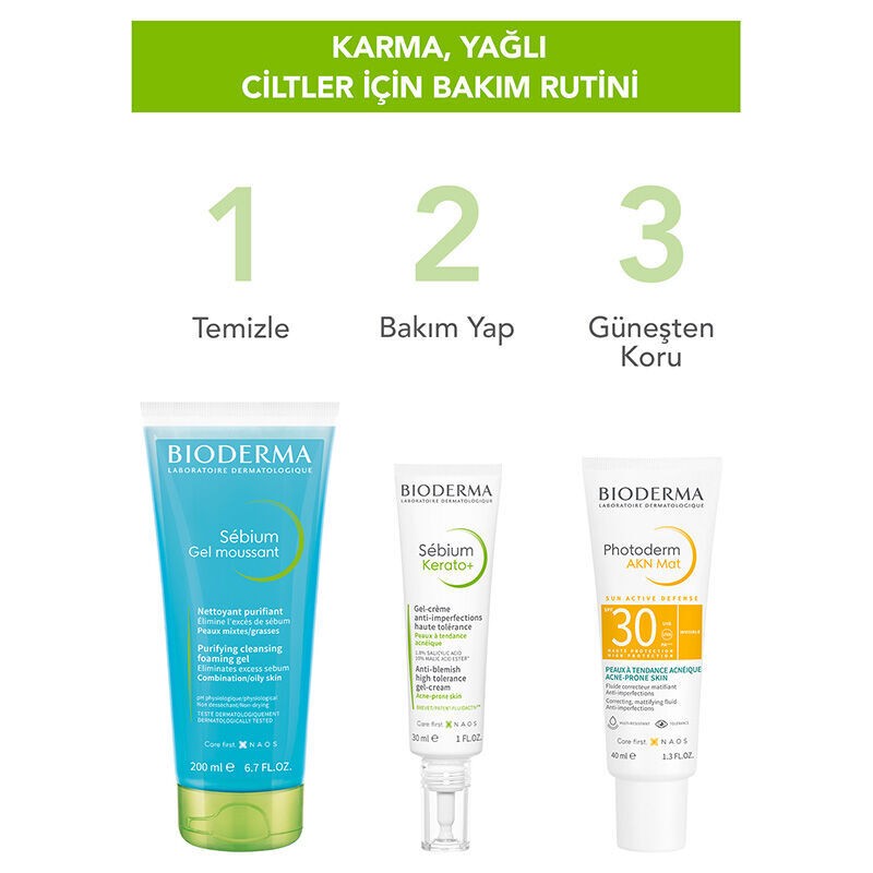 Bioderma Sebium Gel Moussant Karma ve Akne Eğilimli Ciltler İçin Temizleme Jeli 200 ML