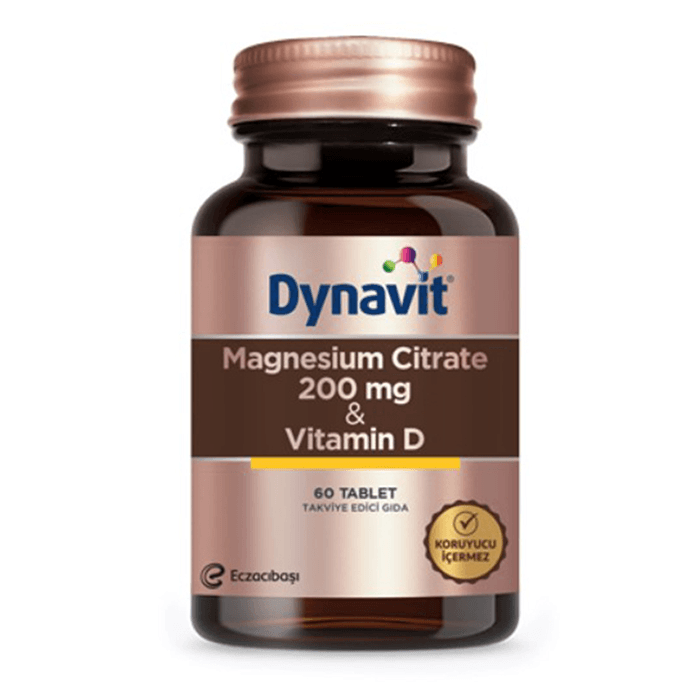 Eczacıbaşı Dynavit Magnesium Citrate 200 mg- Vitamin D Takviye Edici Gıda 60