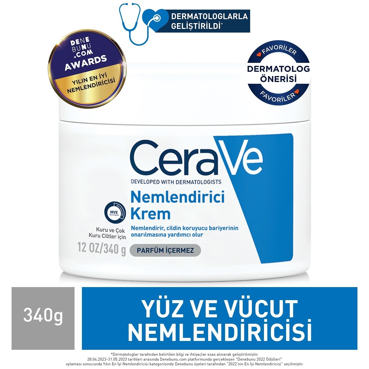 CeraVe Nemlendirici Yüz ve Vücut Kremi-Kuru Ciltler İçin  340 gr