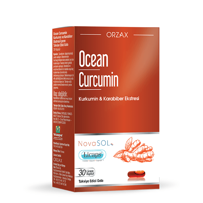 Orzax Ocean Curcumin Kurkumin ve Karabiber Ekstresi İçeren Takviye Edici Gıda 30 Kapsül