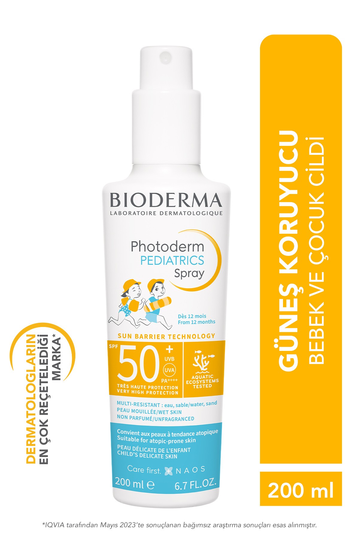 BIODERMA Photoderm Pediatrics Spray Spf 50+ Bebek, Çocuk Çok Yüksek Korumalı Sprey Formda Güneş Kremi 200 ml