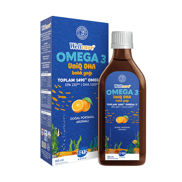 Wellcare Omega 3 Uniq DHA Balık Yağı Portakal Aromalı 150 ML