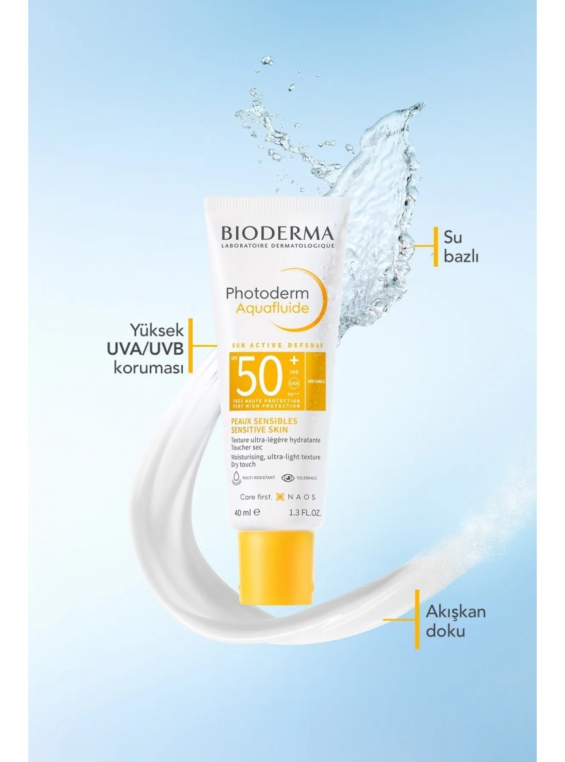 BIODERMA Photoderm Aquafluid Spf 50+ Tüm Ciltler Renksiz Güneş Kremi 40 ml ( Sensibio H2o Hediye )