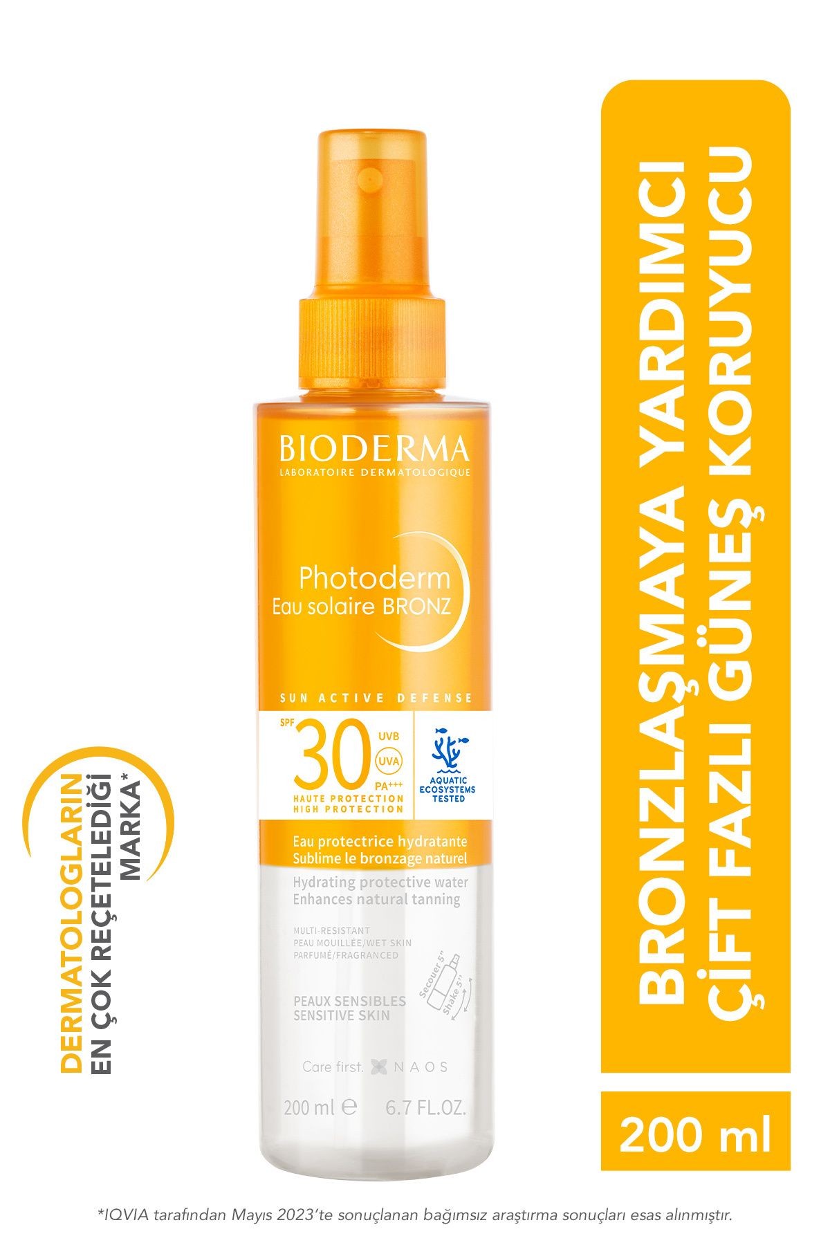 BIODERMA Photoderm Bronz Sun Protective Water Spf 30 Bronzlaştırıcı Güneş Koruyucu Yüz, Vücut, Saç 200 ml