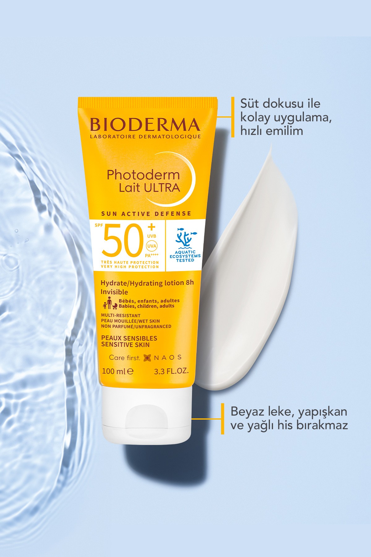 BIODERMA Photoderm Lait Ultra Spf 50+ Tüm Ciltler için Yüksek Koruma Süt Formda Yüz, Vücut Güneş Kremi 100 ml