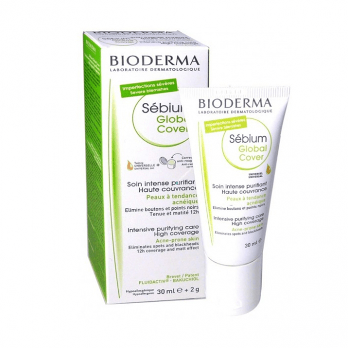 Bioderma Sebium Global Cover Akne Eğilimli Ciltler için Sivilce Karşıtı Etki Sunan ve Kapatıcı Etkili Renkli Bakım Kremi 30 ml