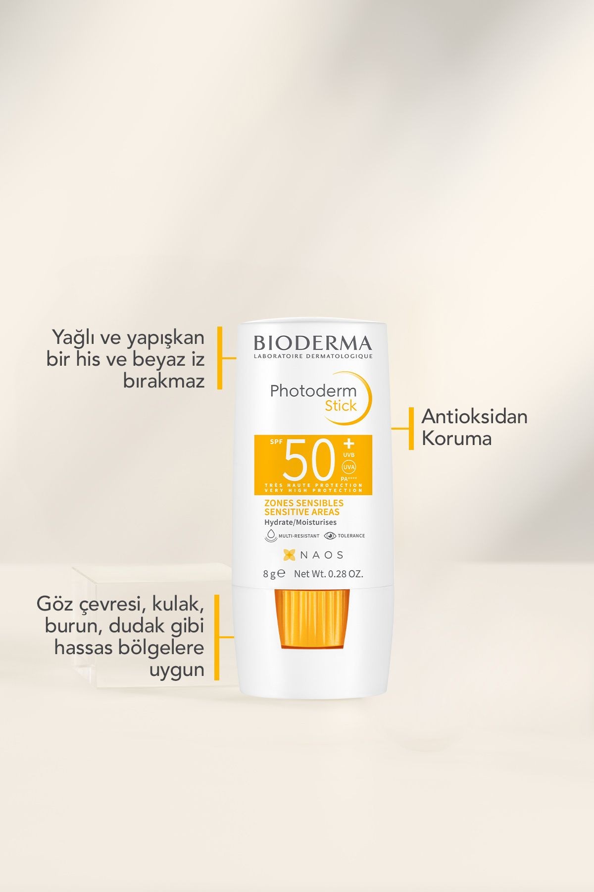 BIODERMA Photoderm Stick Spf 50+ Göz Çevresi, Dudak, Hassas Bölgeler Yüksek Korumalı Stick Güneş Koruyucu 8 gr