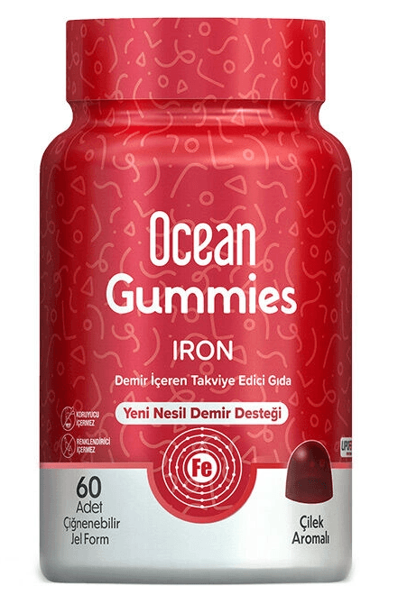 Orzax Ocean Gummies Iron Demir İçeren Takviye Edici Gıda 60 Adet Çİğnenebilir Jel Form