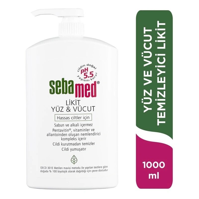 Sebamed Likit Yüz ve Vücut Temizleyici Jel Hassas Ciltler İçin 1000 ml