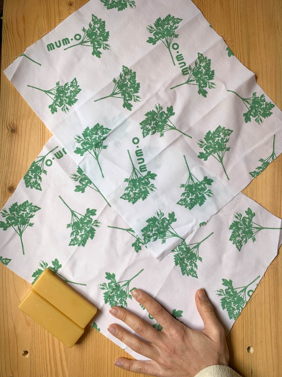 Vegan DIY Beeswax Wrap Kit - 2 Refresher Blocks + Cotton Fabric + Craft Stick