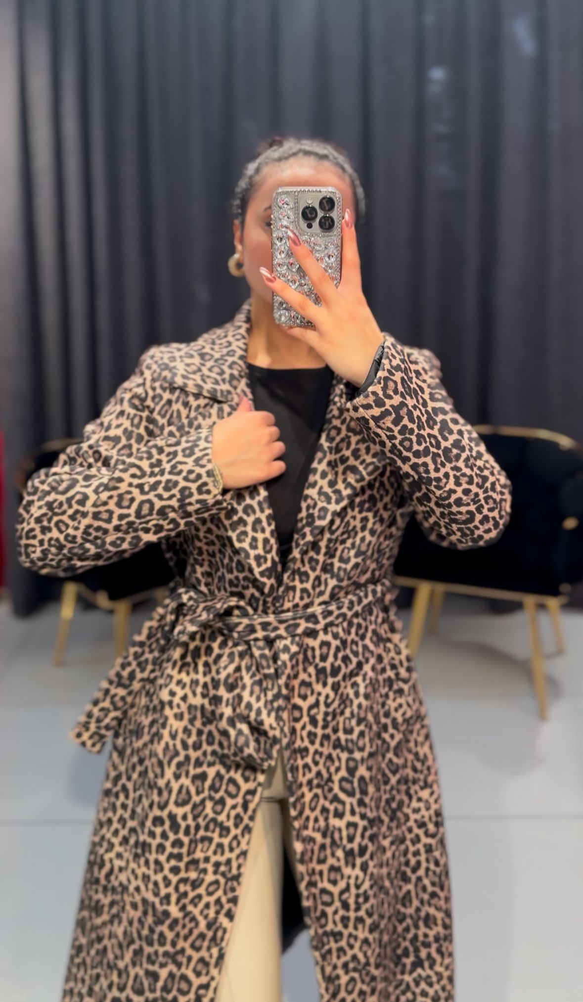Leopar kaşe kaban✨
