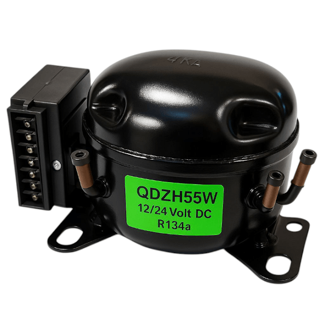 QDZH55W R134a DC 12-24 Volt (LBP/MBP) Mini Buzdolabı Motoru Kompresörü.