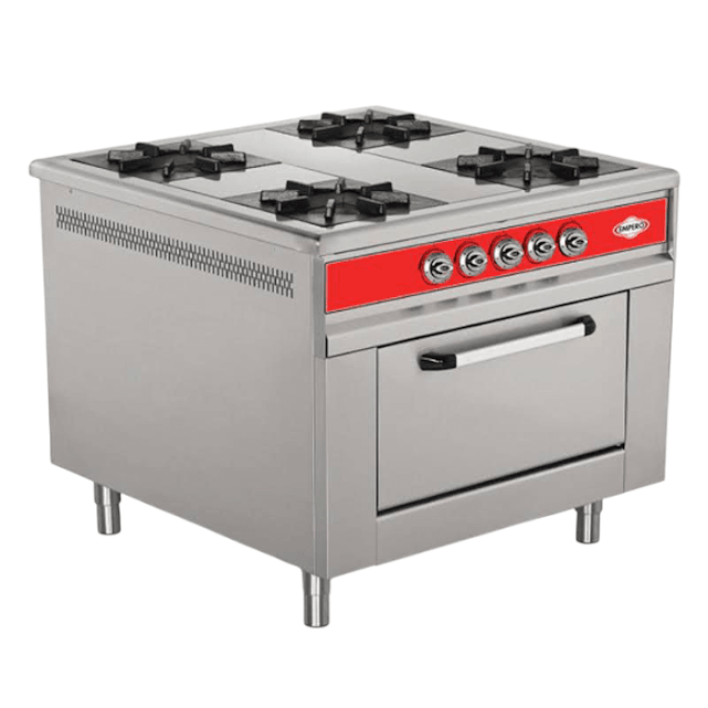 Empero 900 Plus Seri Gazlı Fırınlı Kuzine, 4 Brülörlü Ocak, 100x100x85 cm