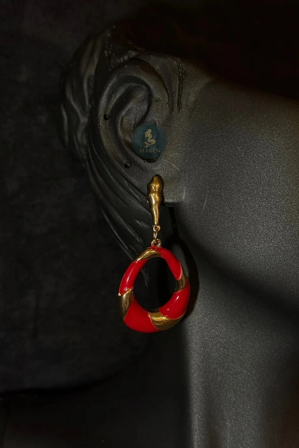 Özel Seri Kırmızı Yılbaşı Tasarım Küpe