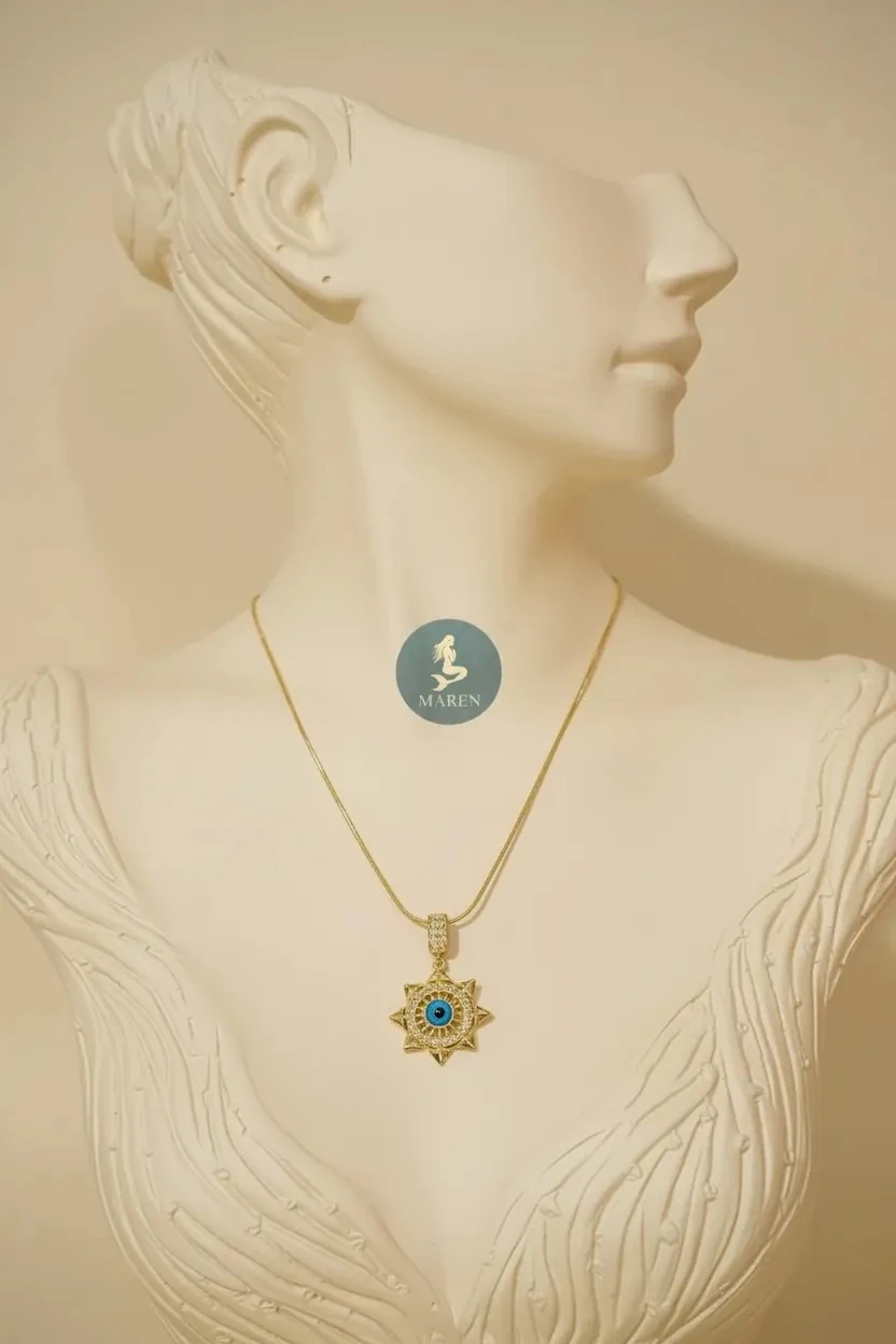 Çelik Boncuklu Yıldız Kolye 