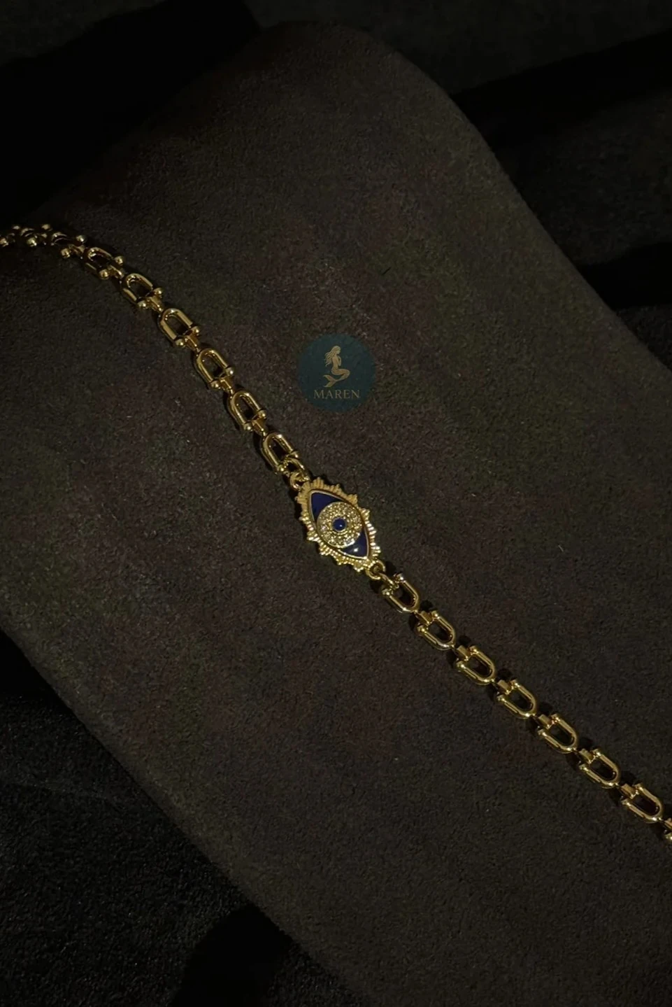 VIP 14K Altın Renk Mavi Göz Motifli Bileklik