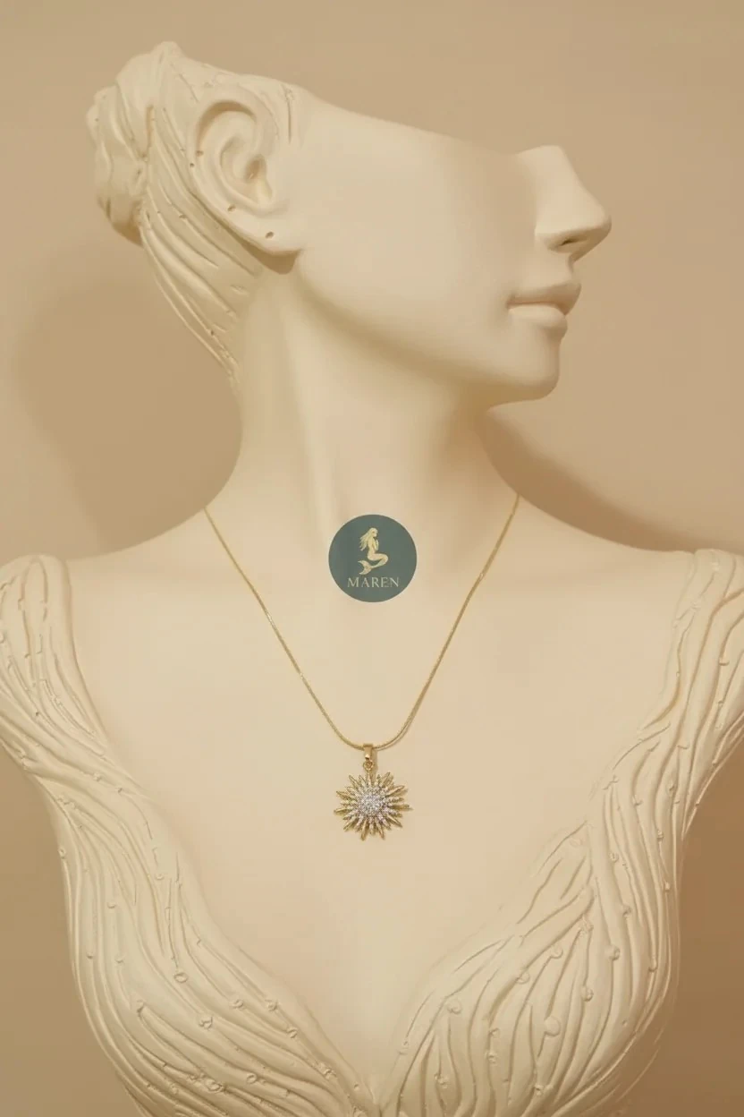 Çelik Güneş Kolye 