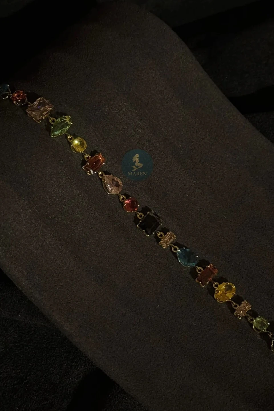 VIP 14K Altın Renk Renkli Taş Bileklik