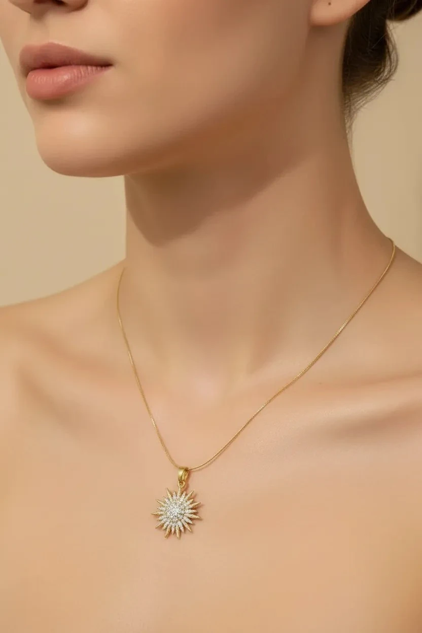 Çelik Güneş Kolye 