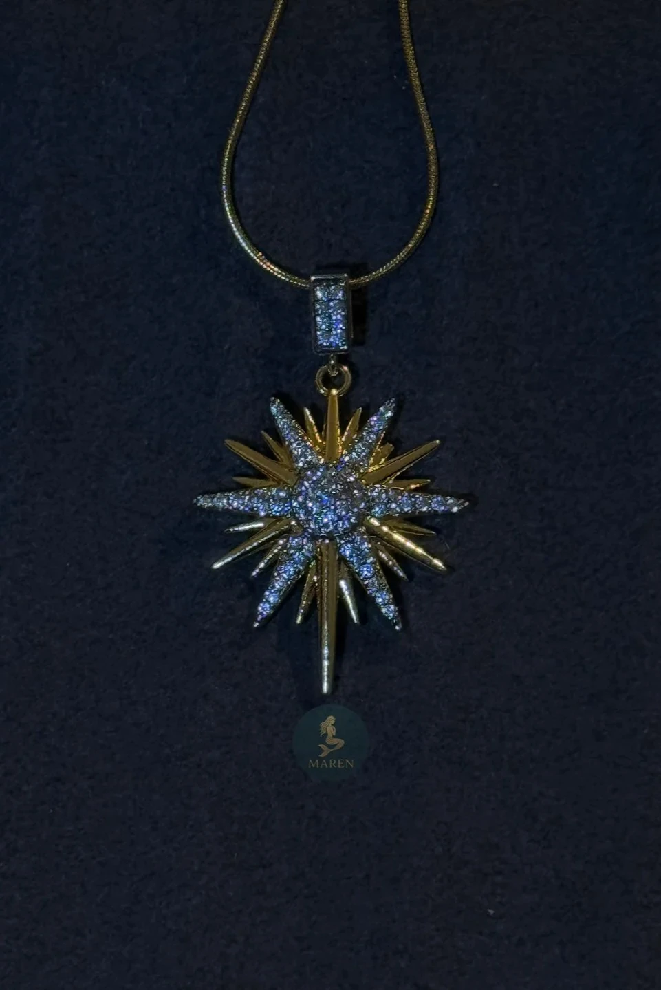 Çelik Çift Renk Yıldız Kolye 45cm