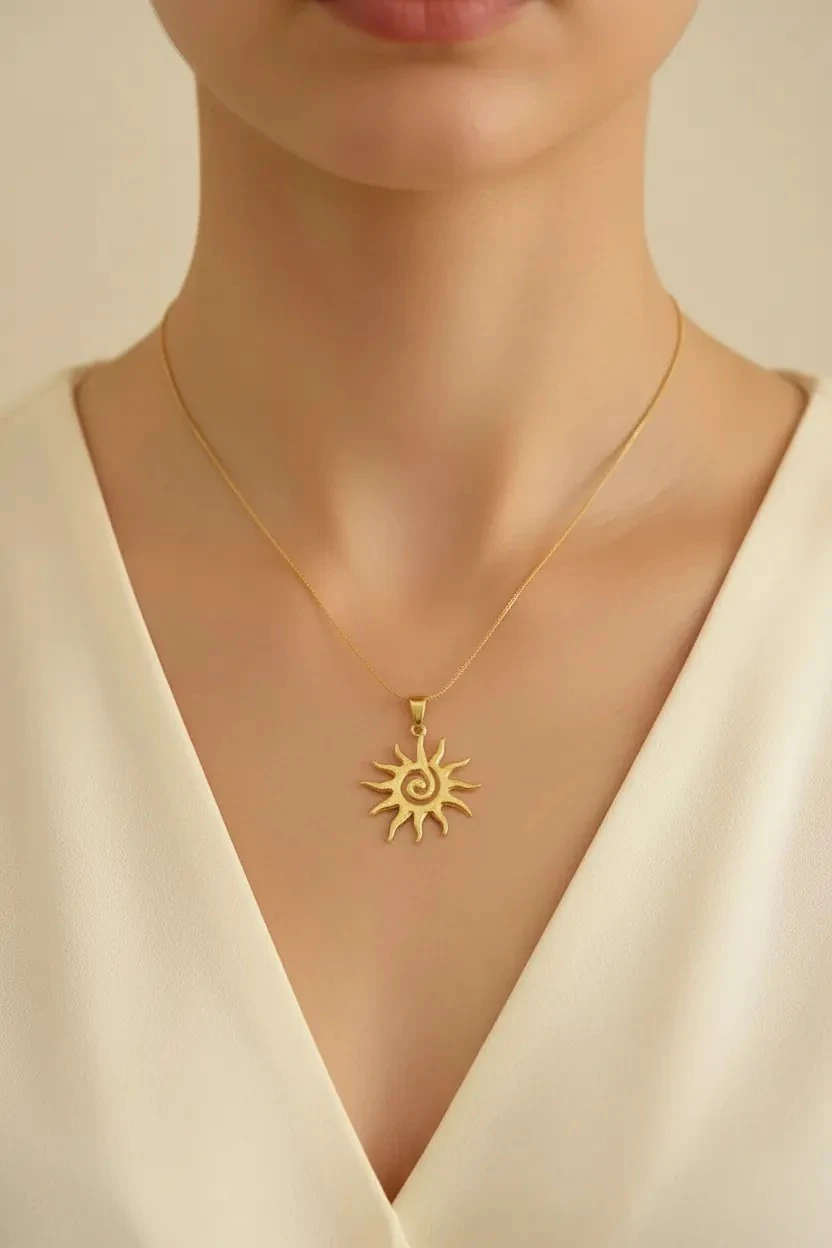 Çelik Güneş Kolye 