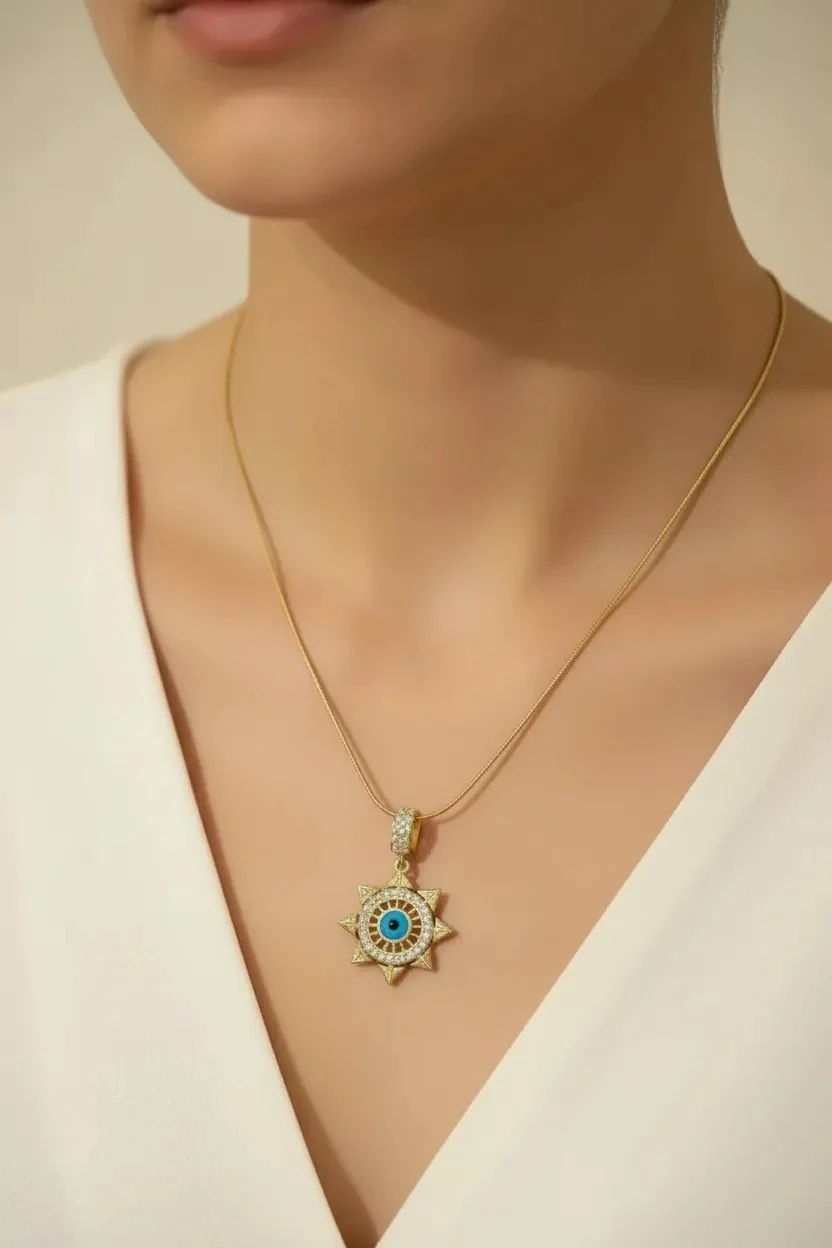 Çelik Boncuklu Yıldız Kolye 