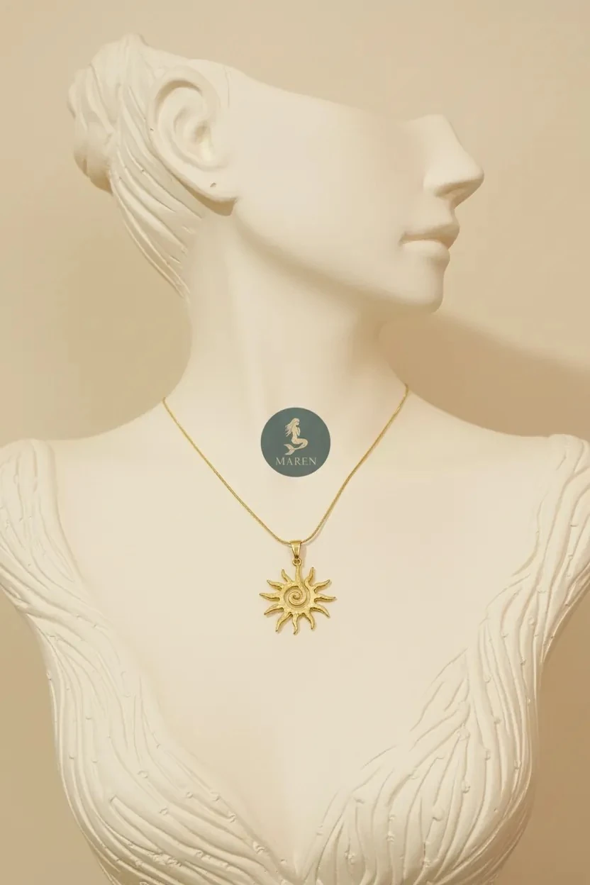 Çelik Güneş Kolye 