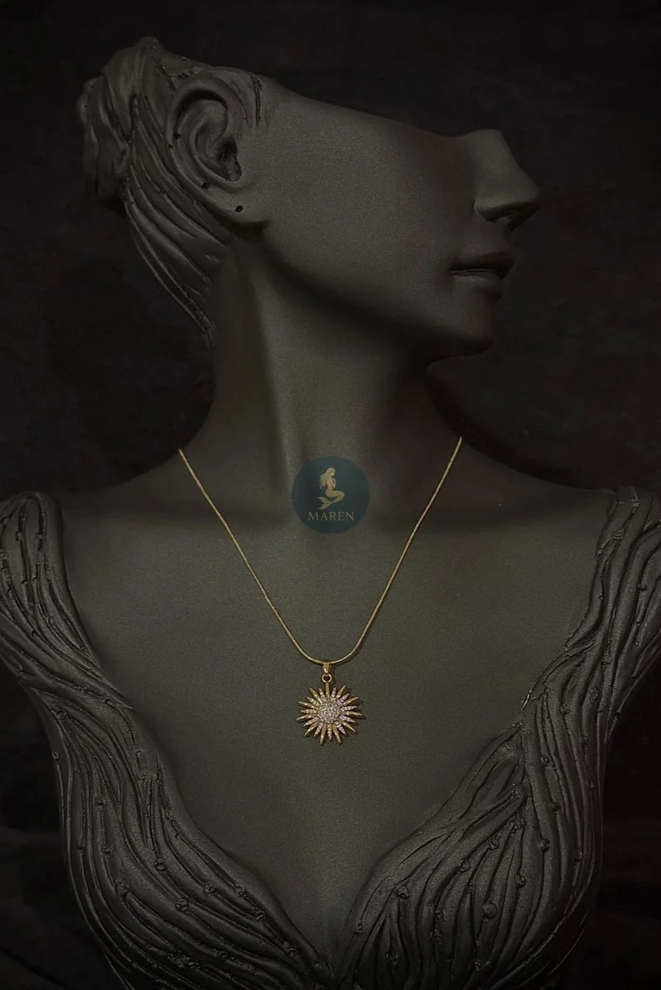 Çelik Çift Renk Güneş Kolye 45cm