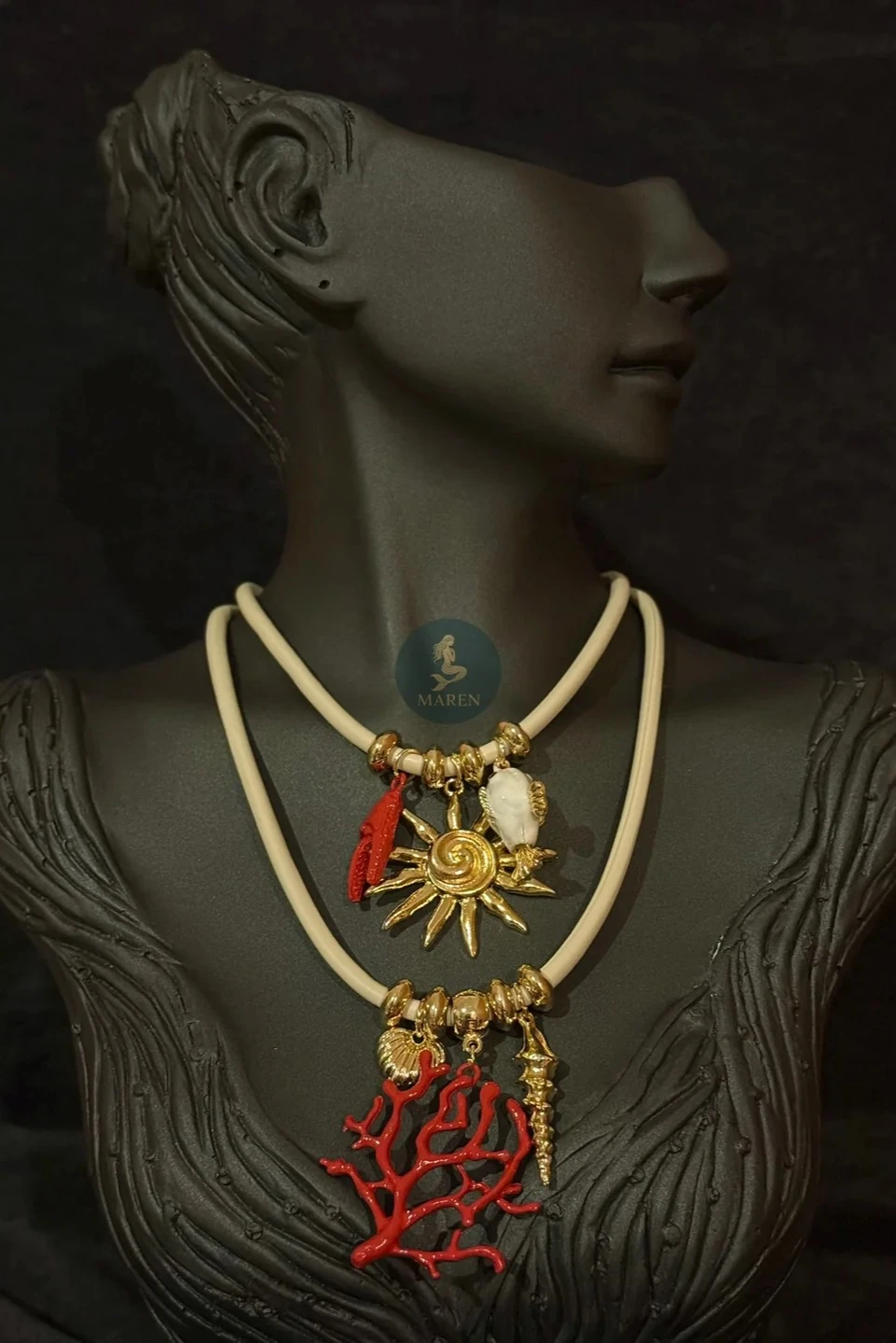 Özel Seri İkili Halat Deniz Temalı Charm Marka Model Kolye