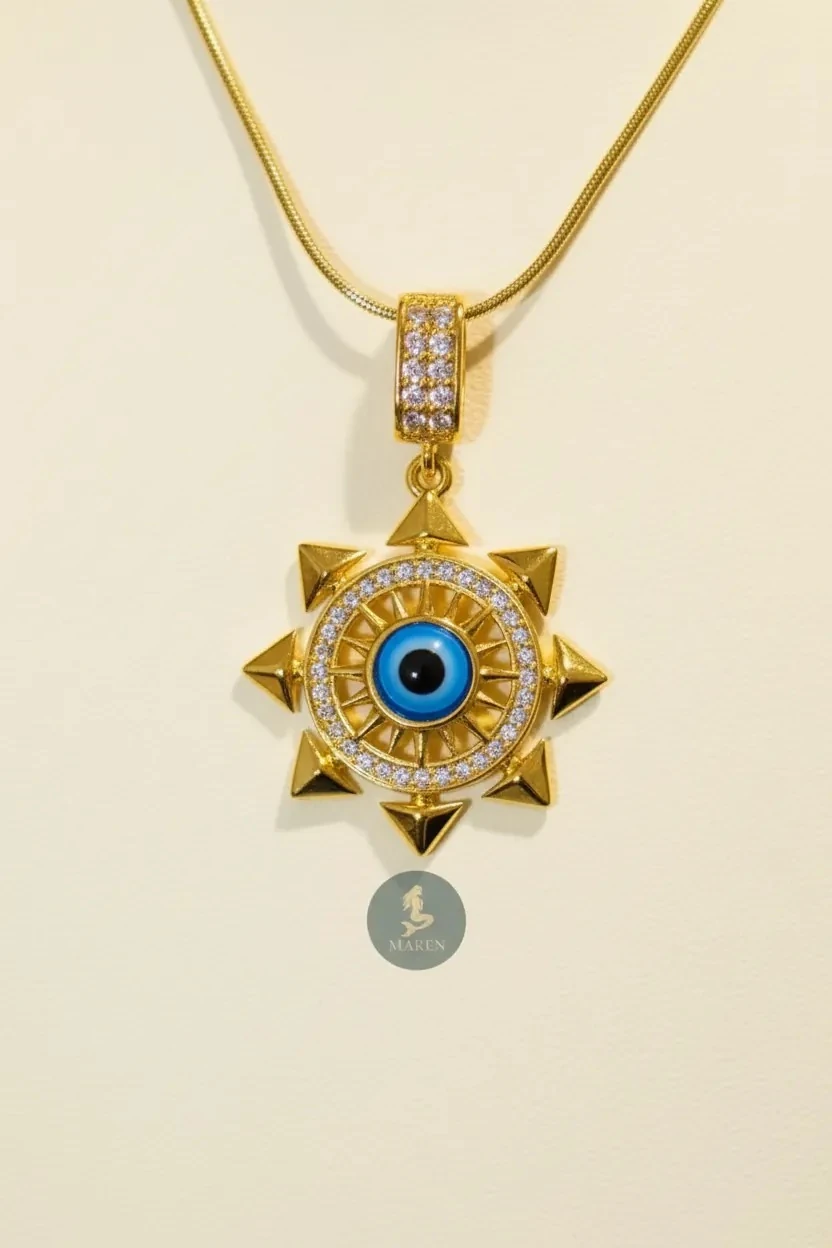 Çelik Boncuklu Yıldız Kolye 