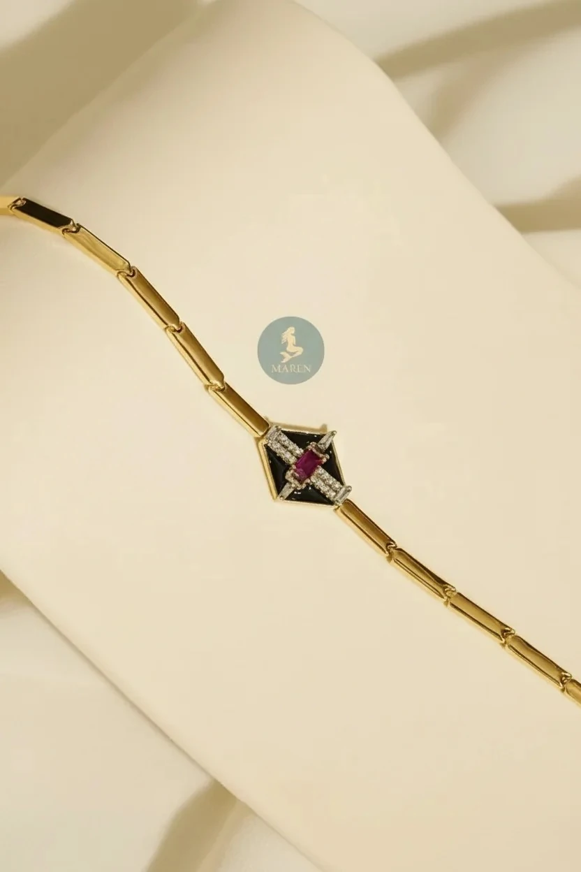 VIP Bordo Taş Bileklik 