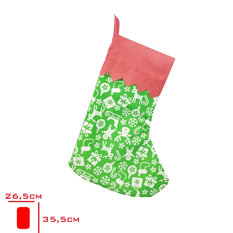 Yılbaşı Hediye Çorabı Figürlü Noel Ağacı ve Şömine Süsü 35 cm