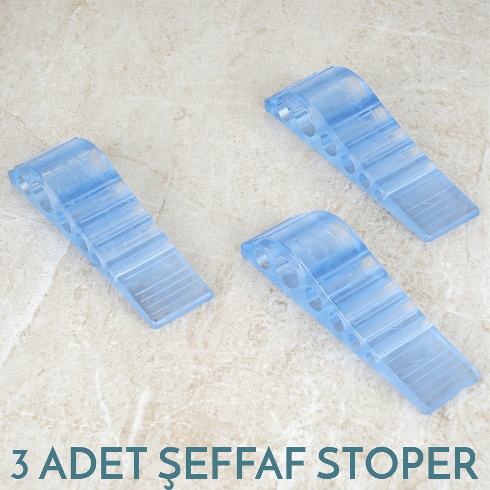 3 Adet Şeffaf Stoper Pencere ve Kapılar İçin Pratik Çözüm