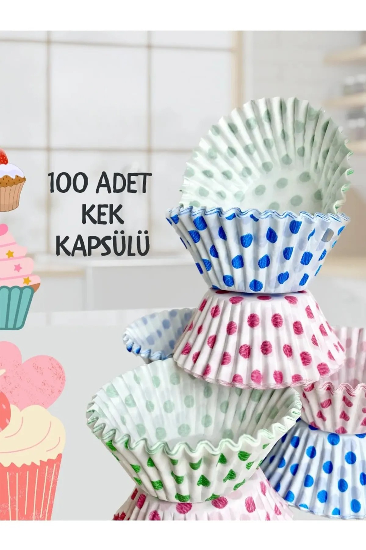 Kek Kapsülü Muffin Kâğıdı 100 Adet Cupcake Kâğıdı