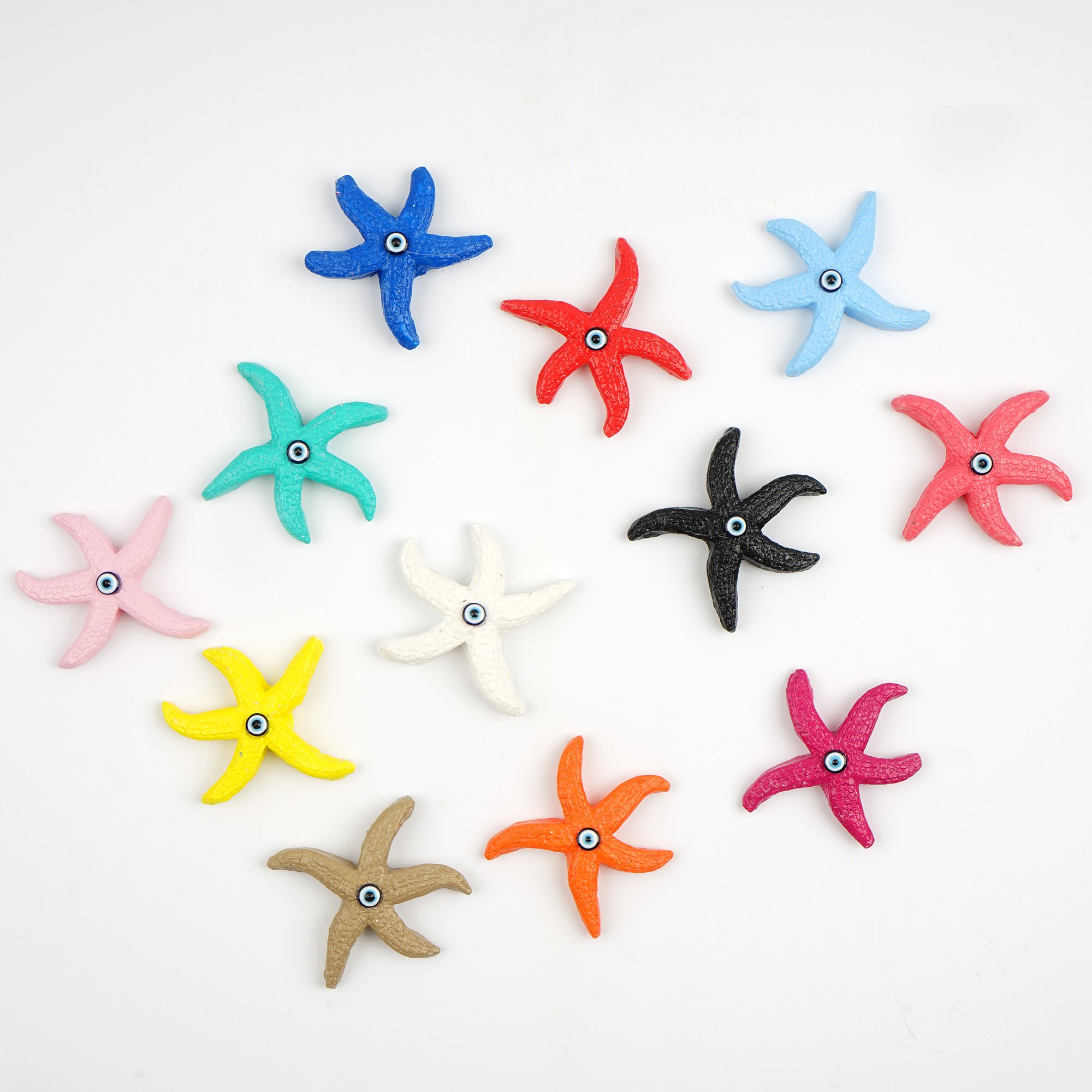 Dekoratif Yapışkanlı Nazar Boncuklu Mini Deniz Yıldızı 12 Adet