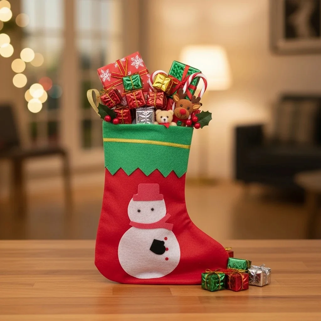 Yılbaşı Çorap Süsü Kardan Adam Figürlü 31 CM