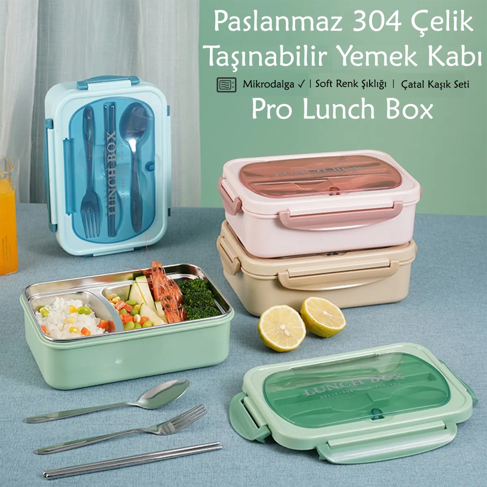 304 Paslanmaz Çelik Yemek Kabı Bölmeli Sızdırmaz Lunchbox