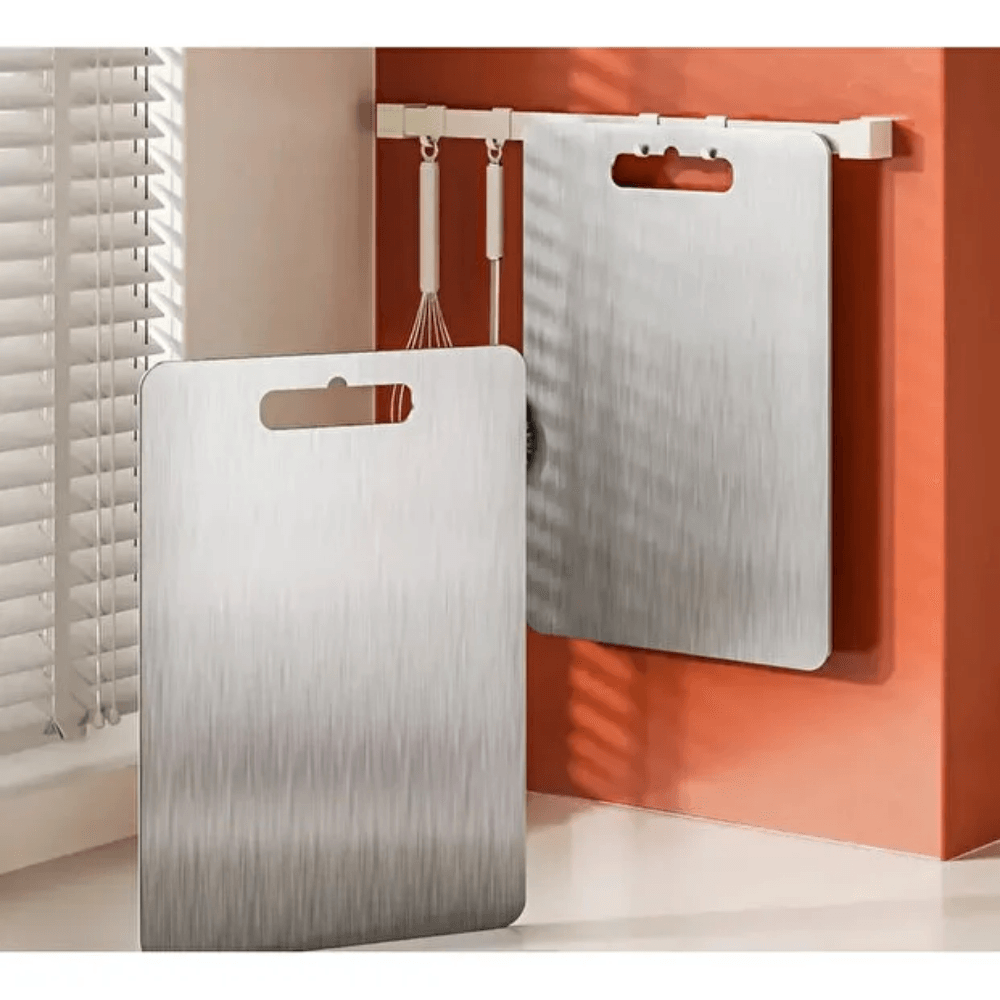 Paslanmaz Çelik Kesme Tahtası 24x34 cm – Küf ve Koku Önleyici Mutfak Tahtası