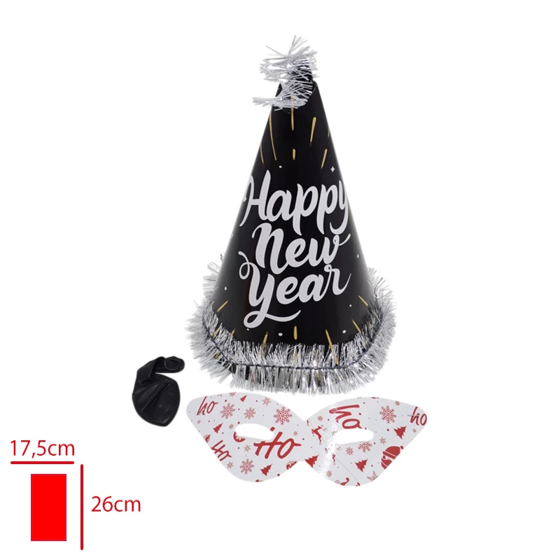 Yılbaşı Kotyon Seti 3'lü Şapka, Maske ve Balon Hediyelik Set