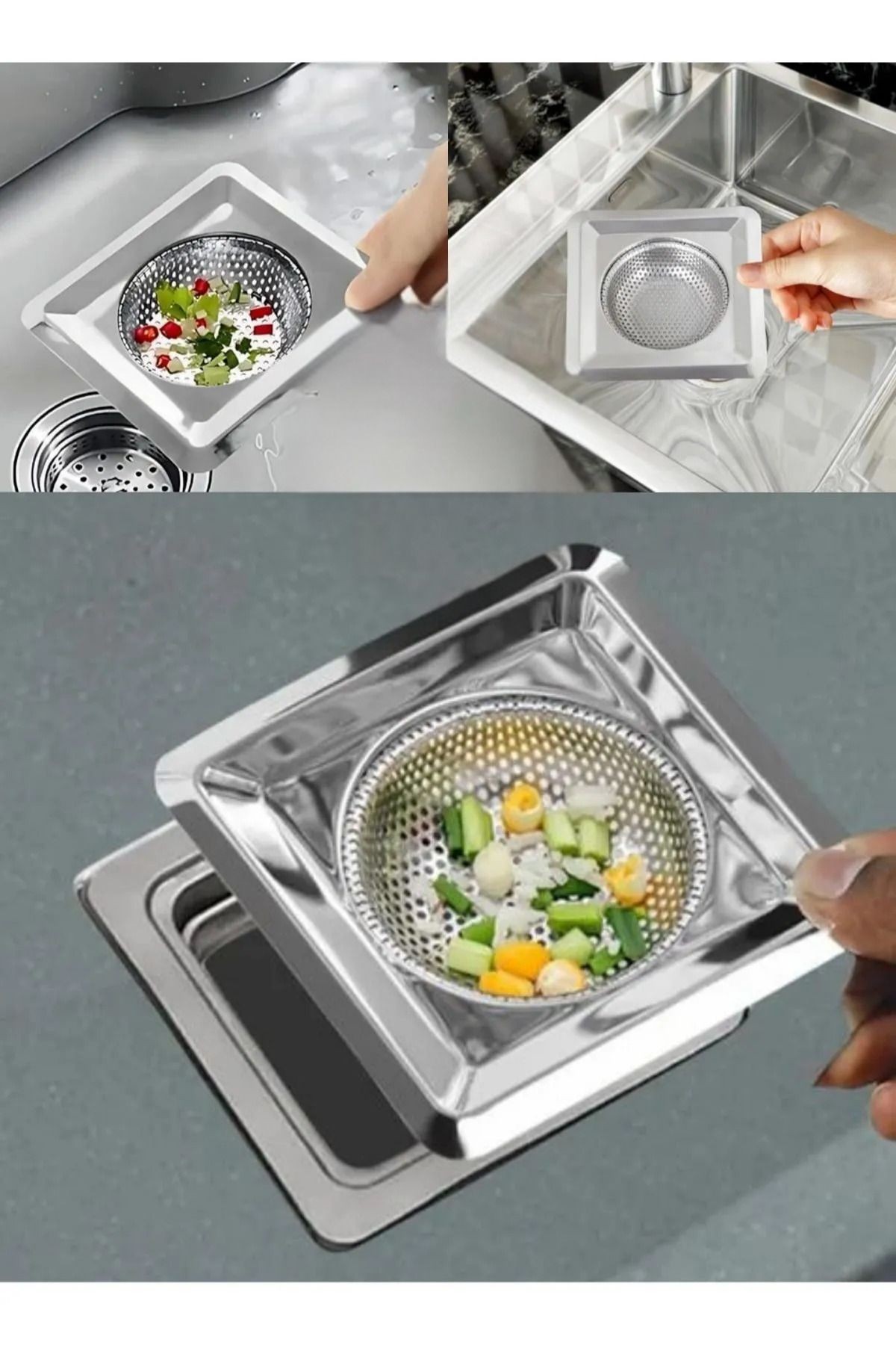Lavabo Süzgeci Paslanmaz Kare 11,5 Cm