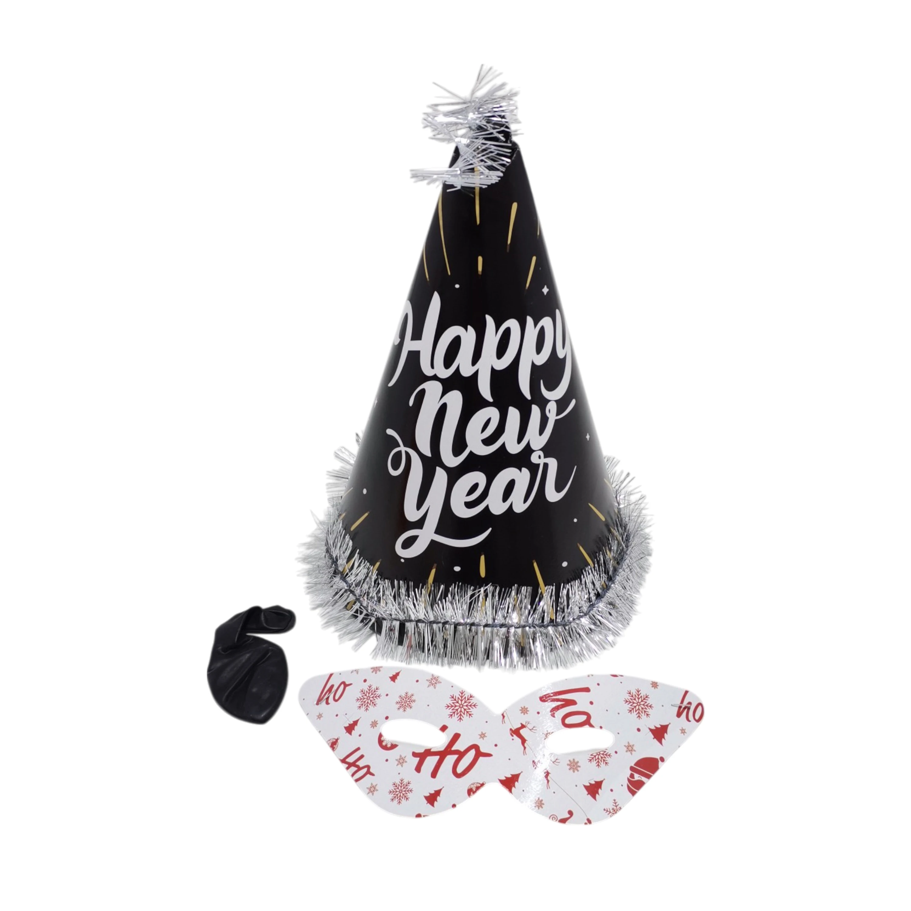 Yılbaşı Kotyon Seti 3'lü Şapka, Maske ve Balon Hediyelik Set