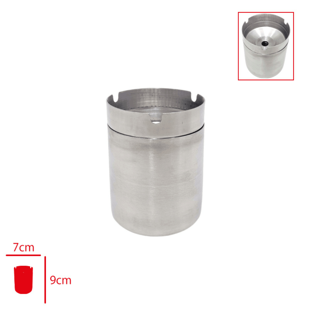 Dayanıklı Paslanmaz Çelik Kapaklı Küllük 7x9 cm