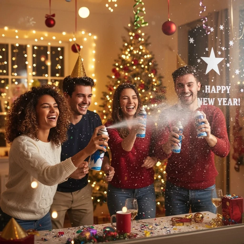 Kar Spreyi 150 ml Yılbaşı ve Parti Cam Süsleme Köpüğü Beyaz Kar Efekti