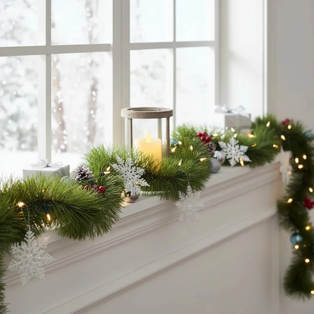 5 Metre Çam Ağacı Garland Süs Tel İçli Yılbaşı Çelenk Dekor