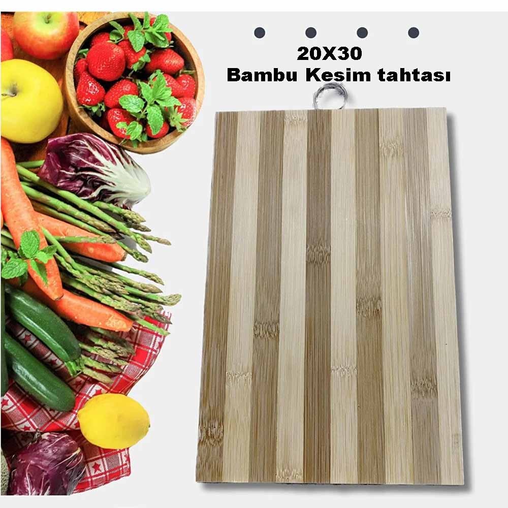 Bambu Kesim Tahtası 20x30 Salata ve Et Kesme Tahtası